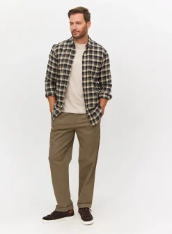 Neutral Pleat Front Straight Leg Chino Trousers 40S