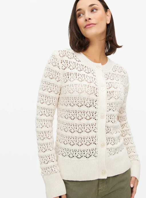 Neutral Pointelle Stripe Cardigan 18