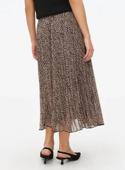 Neutral Printed Pleated Midi Skirt 16