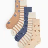 Neutral Safari Theme Ankle Socks 5 Pack 6-8.5