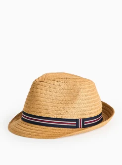 Neutral Straw Trilby Hat One Size