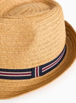 Neutral Straw Trilby Hat One Size