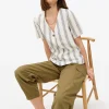 Neutral Stripe Button Front Blouse 26