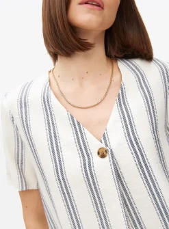 Neutral Stripe Button Front Blouse 26