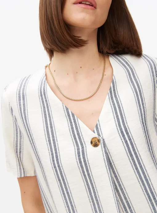 Neutral Stripe Button Front Blouse 26