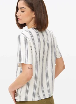 Neutral Stripe Button Front Blouse 26