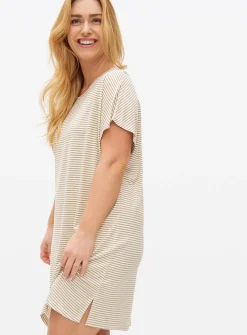 Neutral Stripe COOLMAX® Blend Nightdress L
