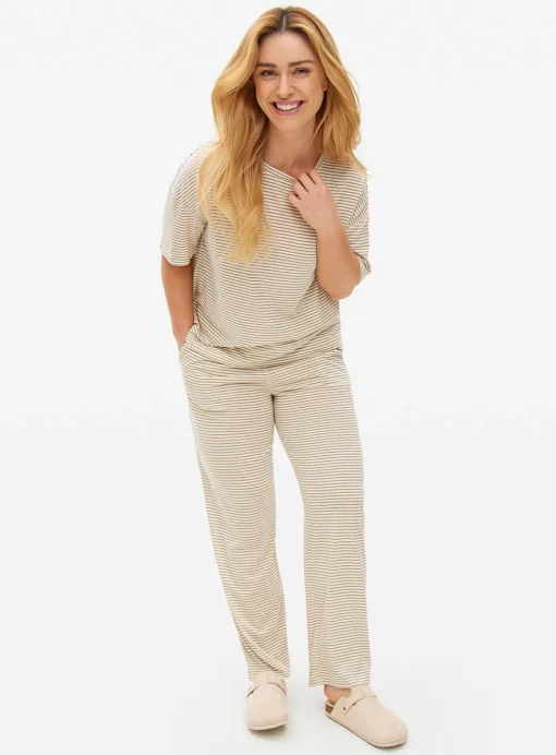 Neutral Stripe COOLMAX® Blend Co-ord Pyjama Bottoms S