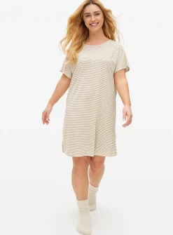 Neutral Stripe COOLMAX® Blend Nightdress L