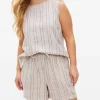 Neutral Stripe Linen Blend Shorts 18