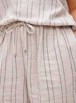 Neutral Stripe Linen Blend Shorts 18