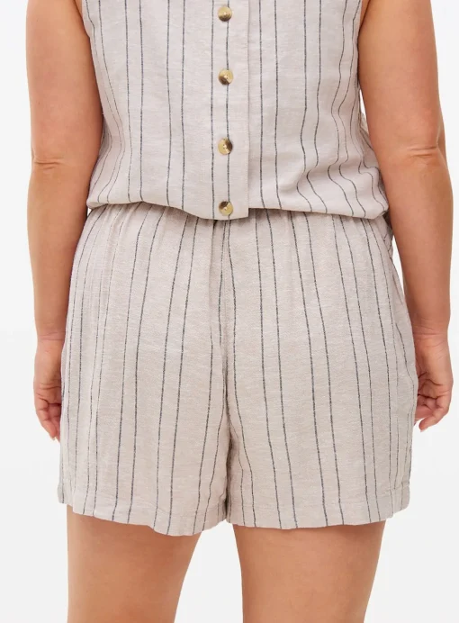 Neutral Stripe Linen Blend Shorts 18