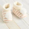 Neutral Stripe Pom Pom Slipper Boots 12-18 months