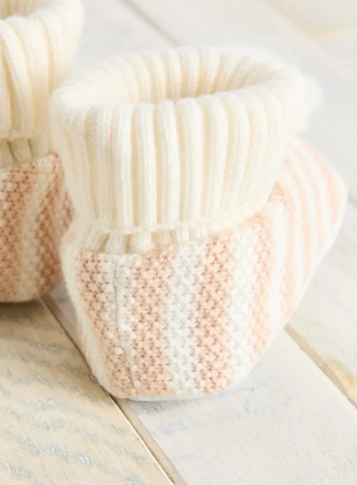 Neutral Stripe Pom Pom Slipper Boots 12-18 months