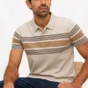 Neutral Stripe Short Sleeve Polo Shirt XXL