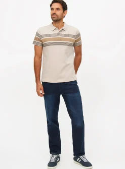 Neutral Stripe Short Sleeve Polo Shirt XXL