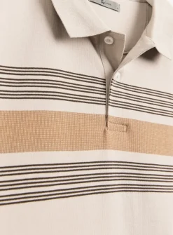 Neutral Stripe Short Sleeve Polo Shirt XXL