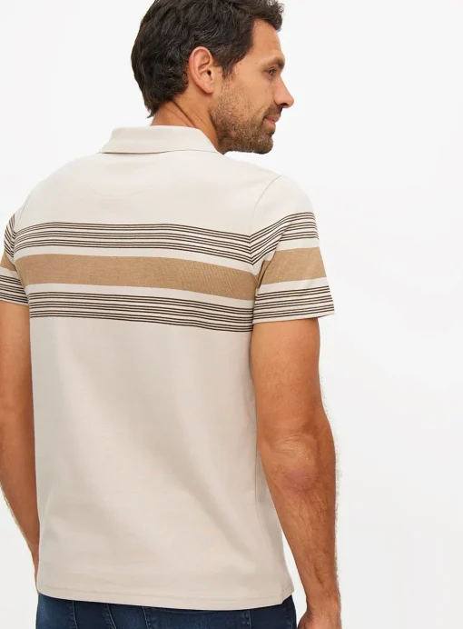 Neutral Stripe Short Sleeve Polo Shirt XXL