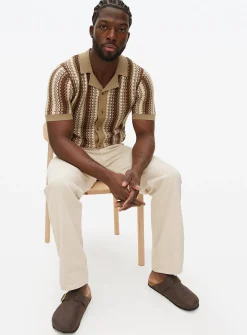Neutral Zig Zag Stitch Shirt M