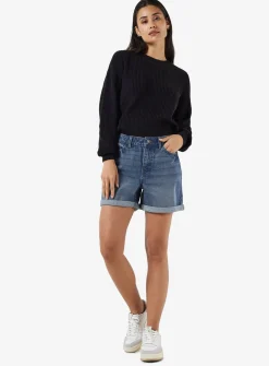 NOISY MAY 5 Pockets Denim Shorts With Fold Up Hems S/UK8