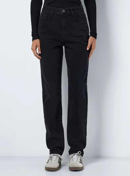 NOISY MAY High Waisted Straight Mom Jeans Black 30S