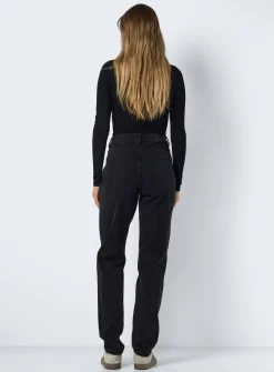 NOISY MAY High Waisted Straight Mom Jeans Black 30S