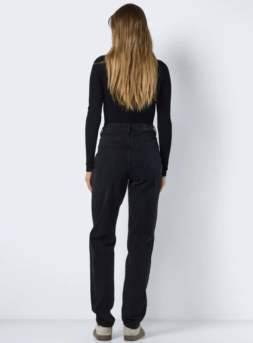 NOISY MAY High Waisted Straight Mom Jeans Black 30S