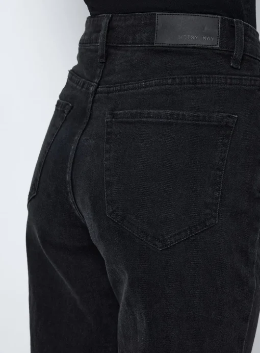 NOISY MAY High Waisted Straight Mom Jeans Black 30S