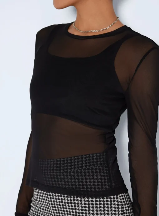 NOISY MAY Long Sleeve Mesh Top M