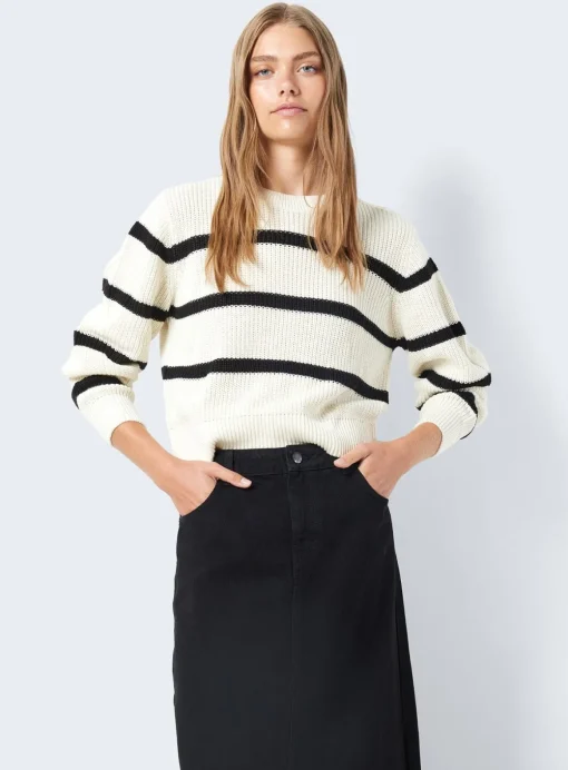 NOISY MAY Long Sleeve Striped Knit Jumper L