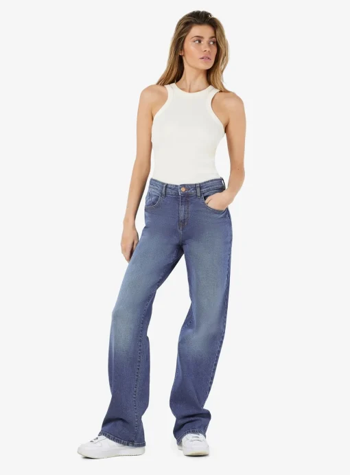 NOISY MAY Mid-Rise Waisted Wide Fit Jeans Blue 28R