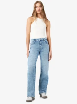 NOISY MAY Mid-Rise Waisted Wide Fit Jeans Light Blue 27R