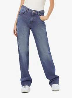 NOISY MAY Mid-Rise Waisted Wide Fit Jeans Blue 28R