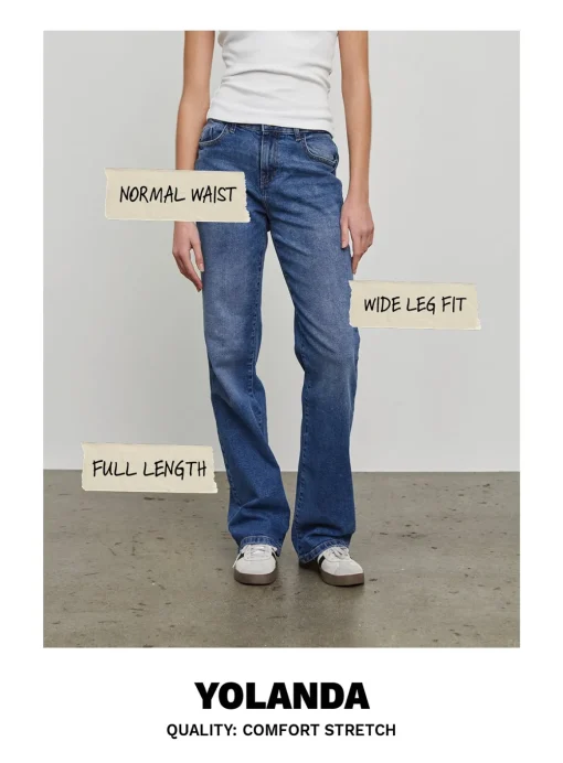 NOISY MAY Mid-Rise Waisted Wide Fit Jeans Blue 28R