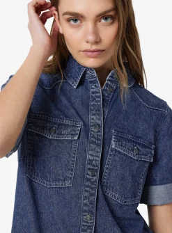NOISY MAY Short Sleeve Denim Dress Blue L/UK12