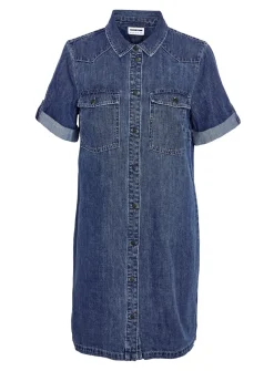 NOISY MAY Short Sleeve Denim Dress Blue L/UK12