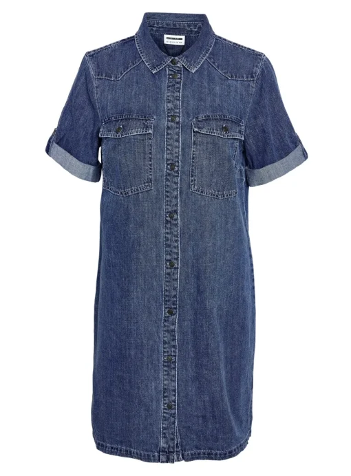 NOISY MAY Short Sleeve Denim Dress Blue L/UK12