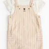 Novelty Bear Stripe Bib Shorts & Bodysuit Set 12-18 months