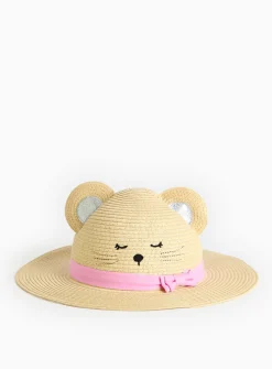 Novelty Cat Straw Sun Hat 6-9 years