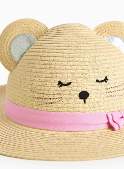 Novelty Cat Straw Sun Hat 6-9 years