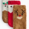 Novelty Christmas Print Cosy Socks 3 Pack 6-12 months