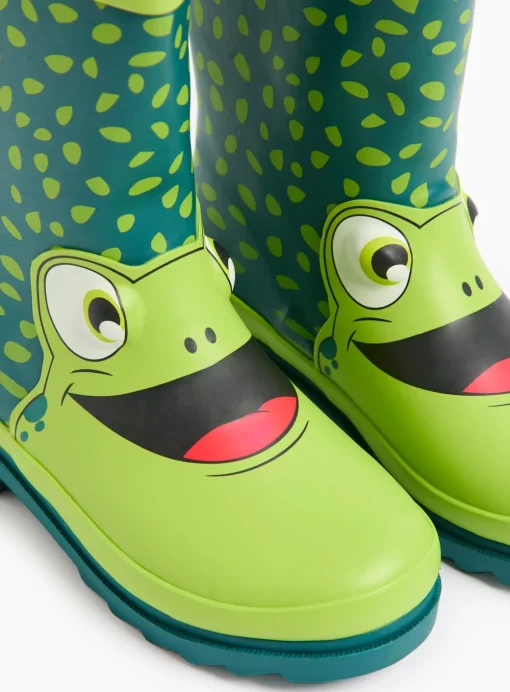 Novelty Frog Print Rubber Wellies 8 Infant