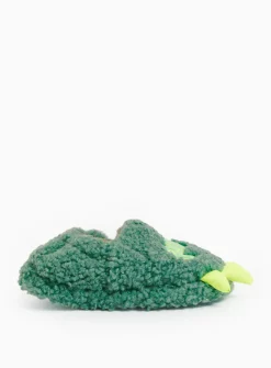Novelty Green Dinosaur Borg Fleece Slippers 1