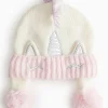Novelty Unicorn Print Knitted Pom Pom Hat 3-5 years