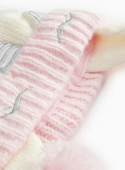 Novelty Unicorn Print Knitted Pom Pom Hat 3-5 years