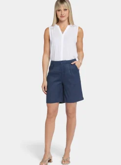 NYDJ Relaxed Shorts In Stretch Linen Navy 6
