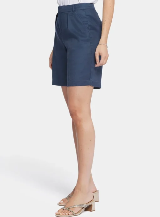NYDJ Relaxed Shorts In Stretch Linen Navy 6