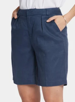 NYDJ Relaxed Shorts In Stretch Linen Navy 6
