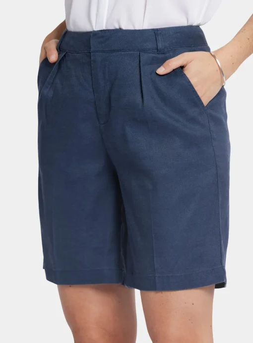 NYDJ Relaxed Shorts In Stretch Linen Navy 6