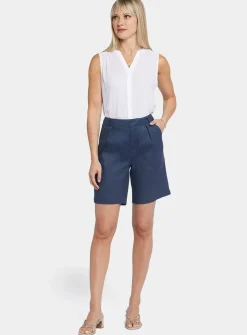 NYDJ Relaxed Shorts In Stretch Linen Navy 6